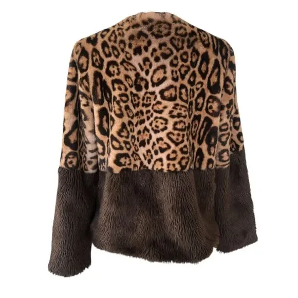 ANTHROPOLOGIE CURRENT AIR COZY SOFT LEOPARD COLORBLOCK JACKET SZ M - Picture 9 of 16